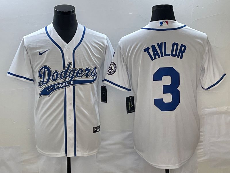 Men's Los Angeles Dodgers Chris Taylor #3 White Jersey Joint Edition